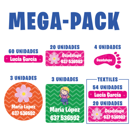Mega Pack de Etiquetas Adhesivas y Textiles 160 unidades